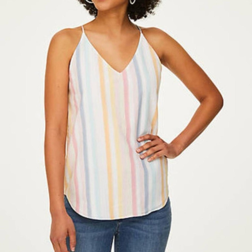 LOFT Pastel Stripe V-Neck Cami Tank Top